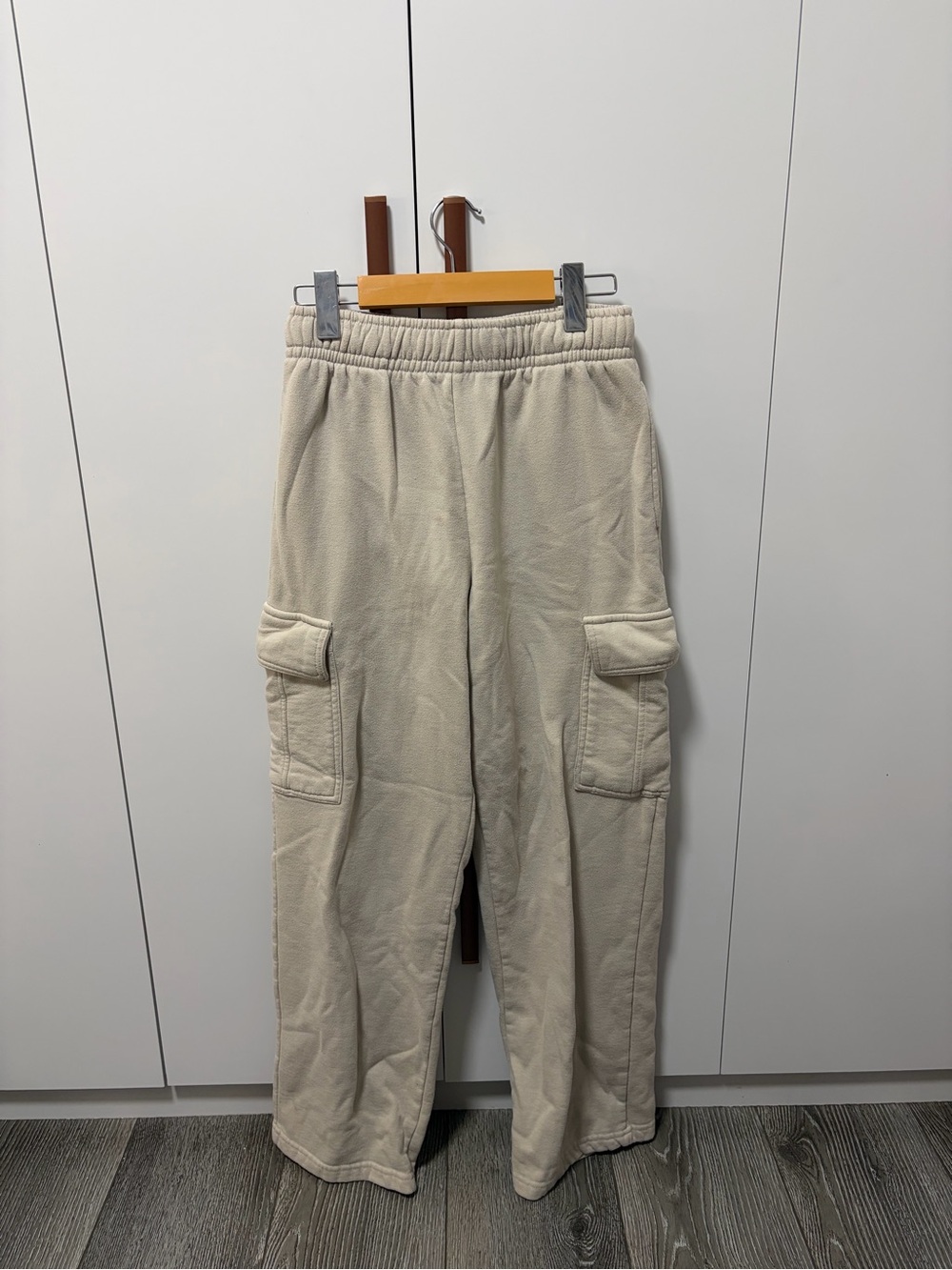 Garage Cream Cargo Sweatpants with Side Flap Pockets